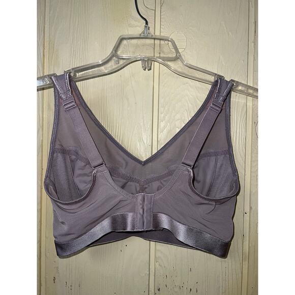 Breezies Bra Lot 36DDD Mesh Lace Wirefree Black + Dusty Plum NoWire Unlined QVC - Picture 9 of 16